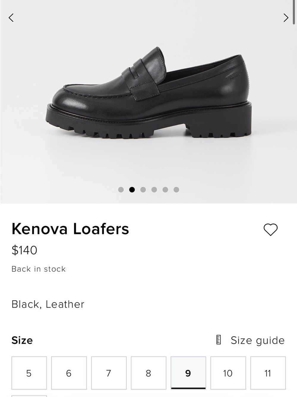 Vagabond Kenova Black Leather Lug Sole Loafers